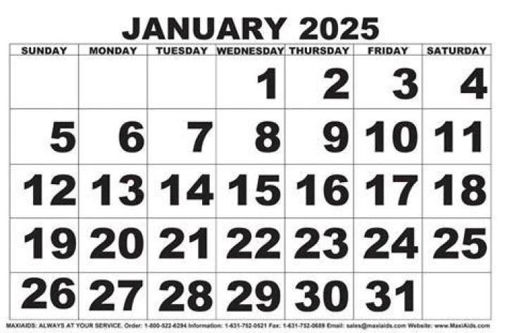2025 January Calendar Big Numbers Downloadhub Belle Adelaide