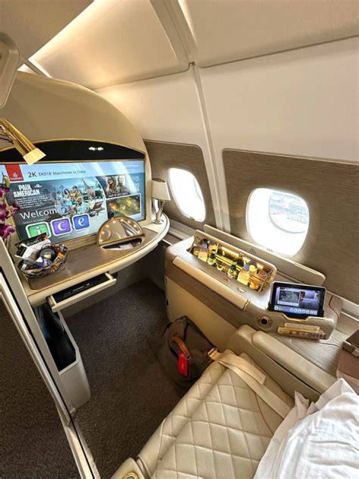 a first class experience: Sean looked tanned in his white shorts as he sat comfy in a private jet