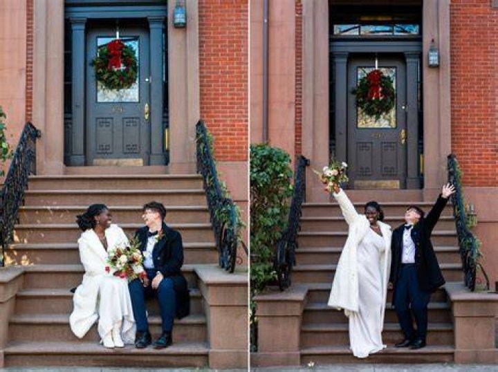 A married man: Brooklyn was seen posing with his groomsmen before they headed to the dance tent at his wedding