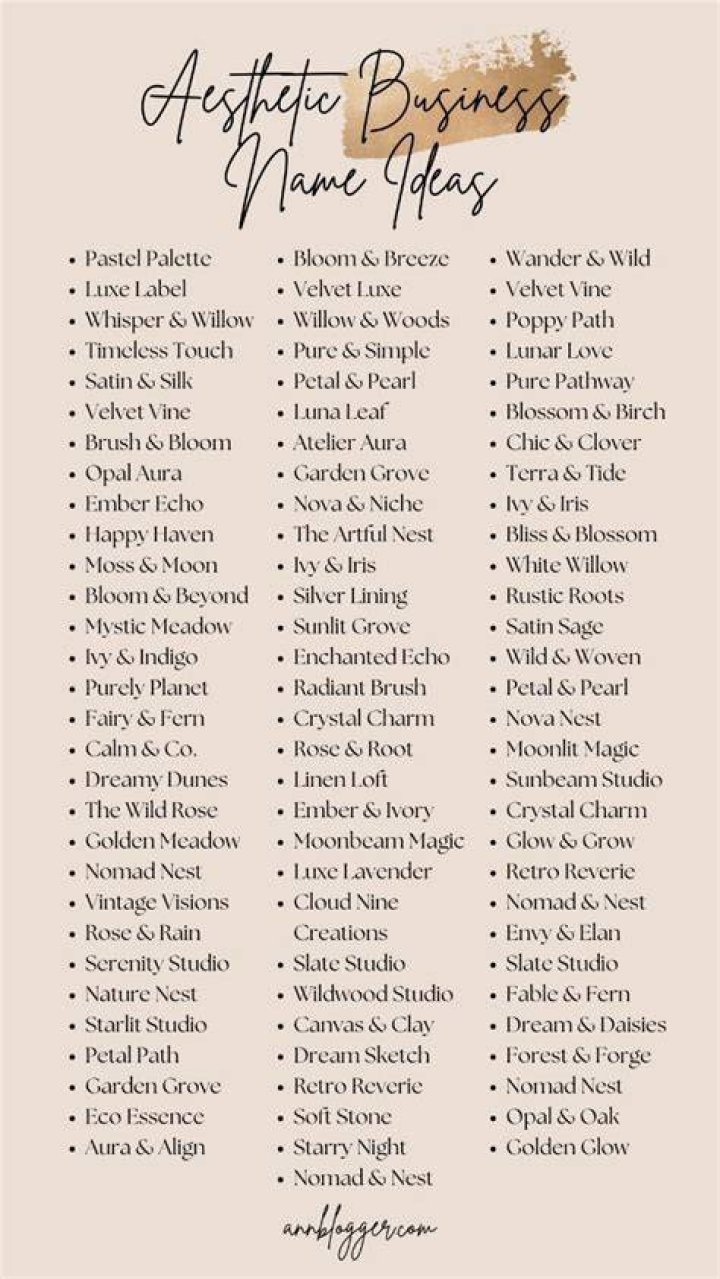 Aesthetic Small Business Name Ideas random business name