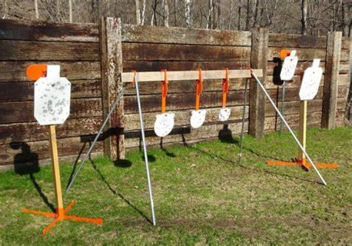 Among shooting targets were metal signs that were riddled with bullet holes