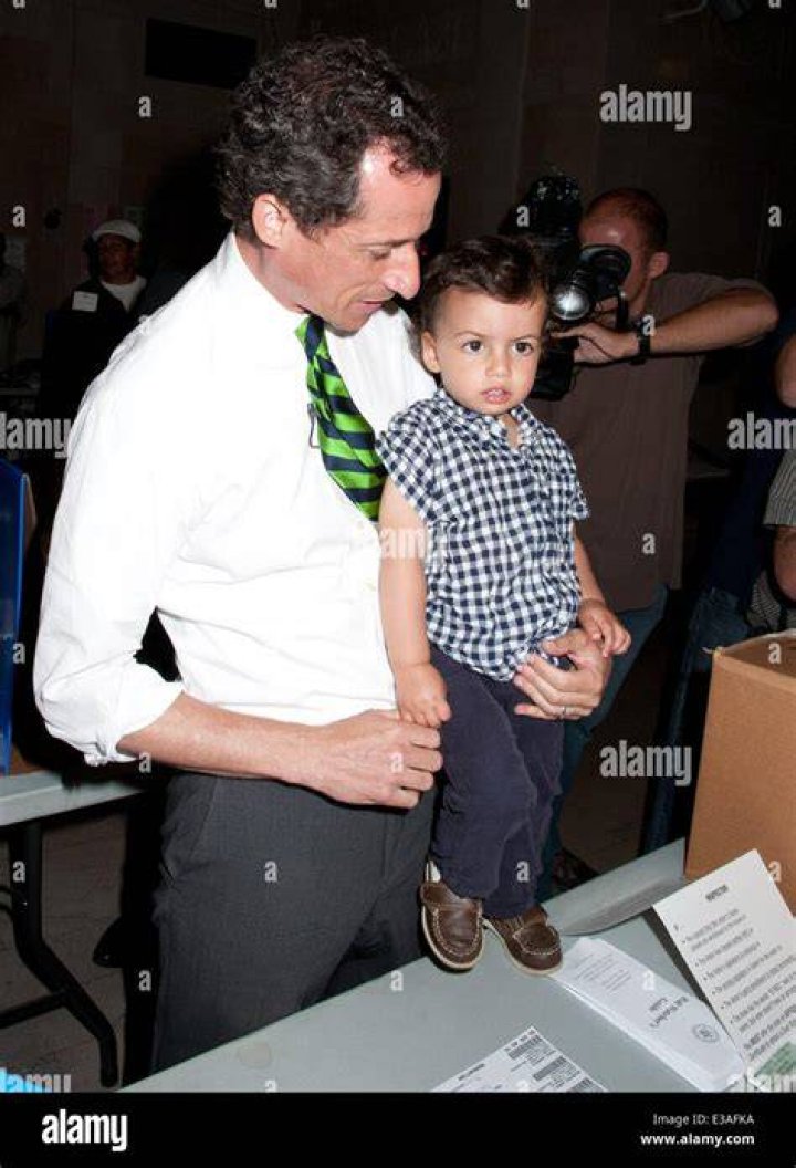 Anthony Weiner (R) and son Jordan Zain Weiner are seen in Chelsea on June 5, 2017 in New York City. | Source: Getty Images