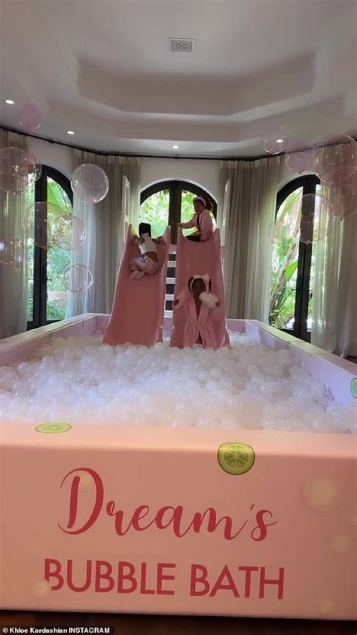 Ball pit: Dream and her cousins as well as friends also played around in a giant ball pit filled with 'bubbles'