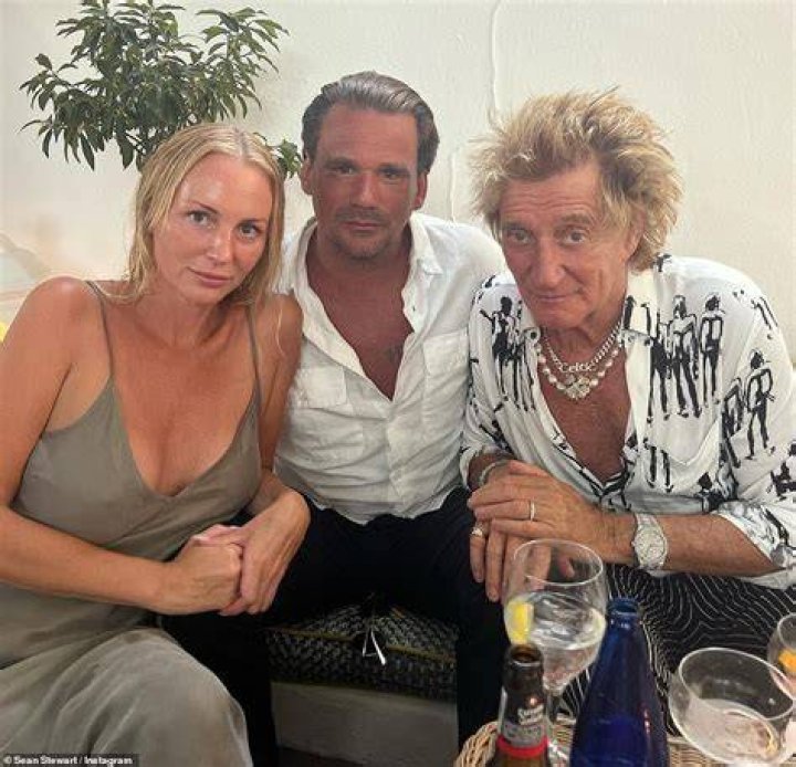 Bonding time: Sean Stewart, center, was seen with his wife Jody, left, and dad Rod, right, in Marbella this weekend