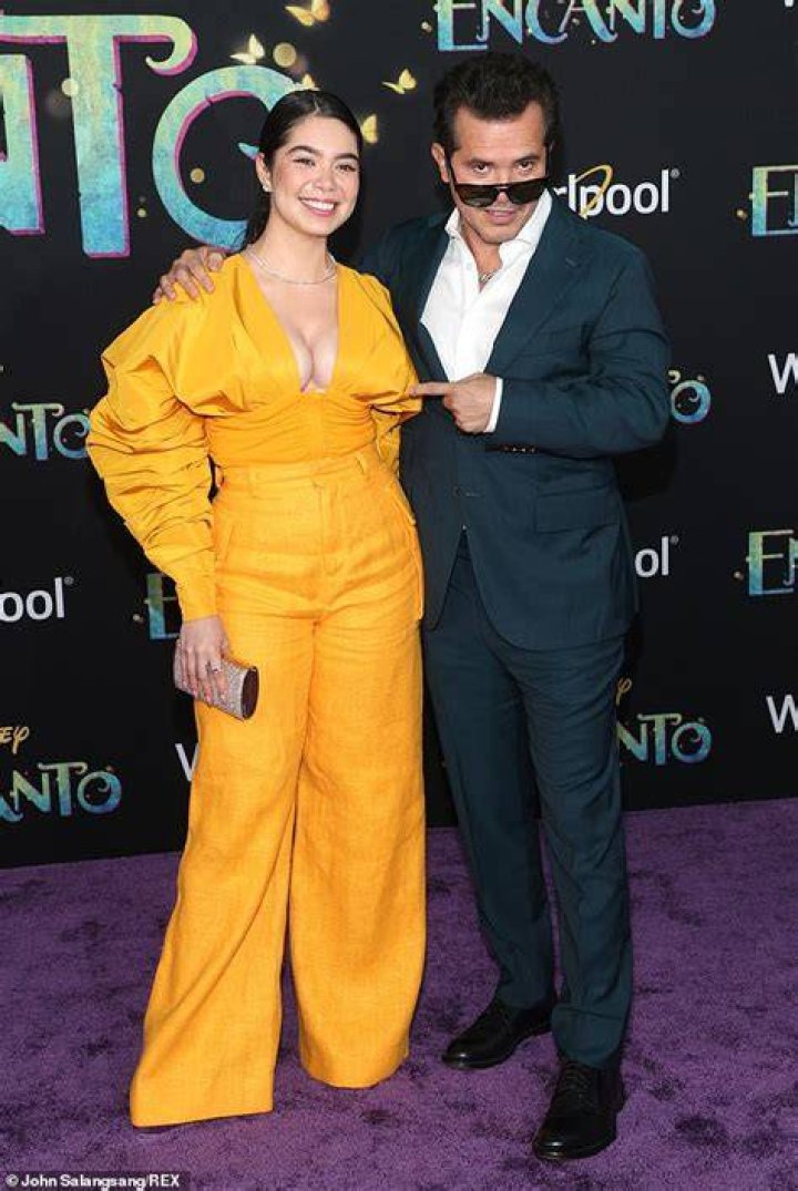 Co-ords: Cravalho flaunted significant cleavage in a billowy, mustard-colored Aliétte top and matching $895 'Monaco' trousers selected by stylist Amanda Lim