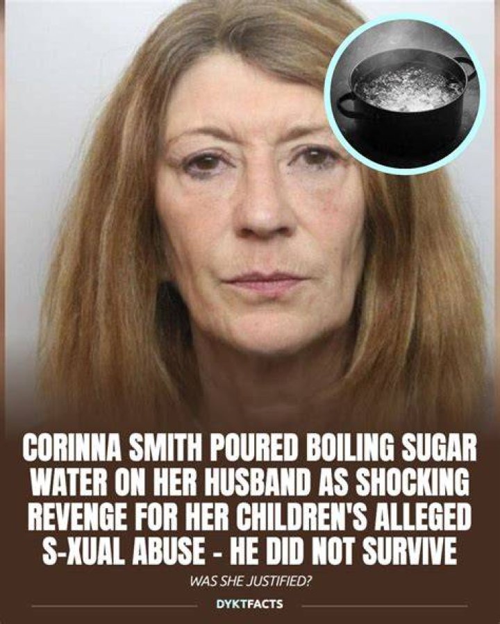 Corinna Smith (pictured), 59, has been jailed for life after pouring boiling water and sugar over her husband Michael Baines, 80, at their home in Wirral, Cheshire, on July 14 last year