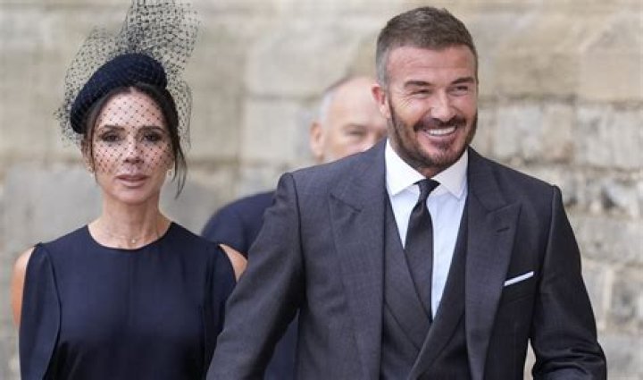 Couple: David and Victoria followed closely in a matching luxury vehicle as they soaked up the Florida sun