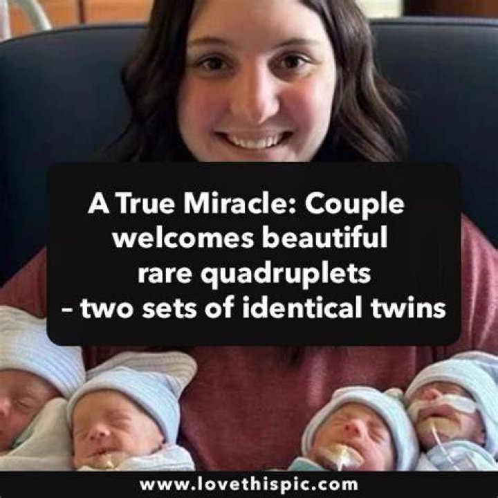 Couple rare quadruplets with two sets of identical twins