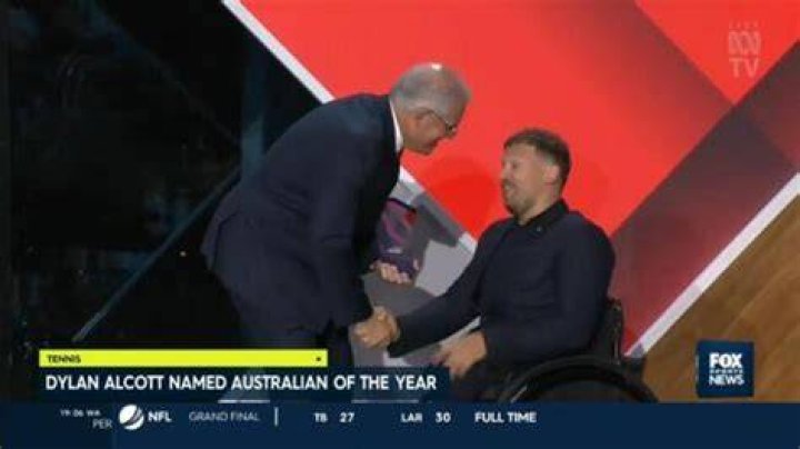 Dylan was named Australian of the Year in January in recognition of his sporting achievements and inspiring work with disabled Aussies. Pictured at the ceremony with Otten