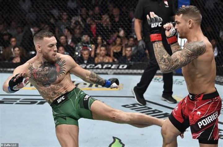 Fighter: He prides himself on being one of the most famous mixed martial artists in the world (pictured fighting Dustin Poirier in Las Vegas in July)
