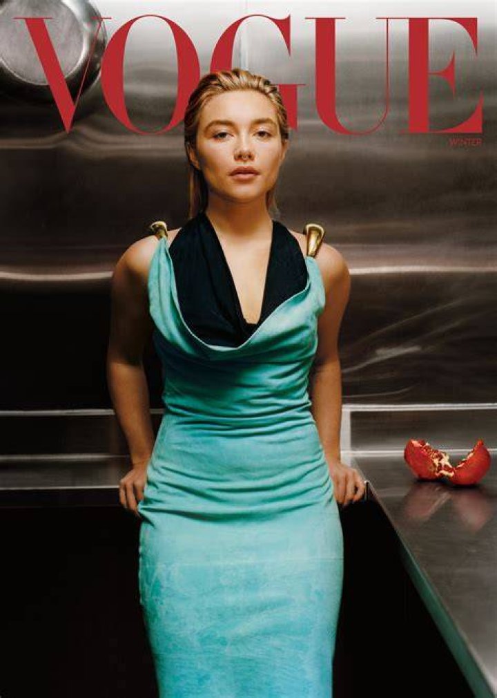 Florence Pugh pictured wearing the nipple-baring Valentino gown last Friday