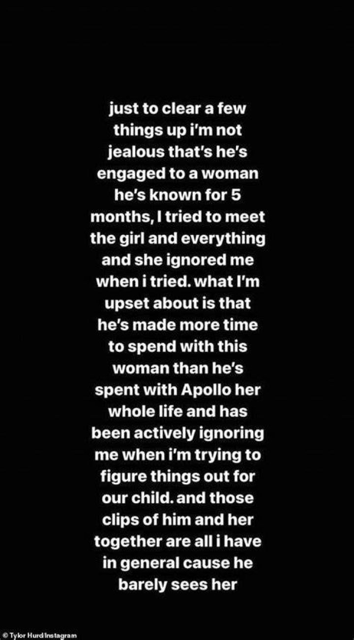 Hurd subsequently said in a social media statement in which she said that she was 'not jealous' that Stanfield is 'engaged to a woman he's known for 5 months'