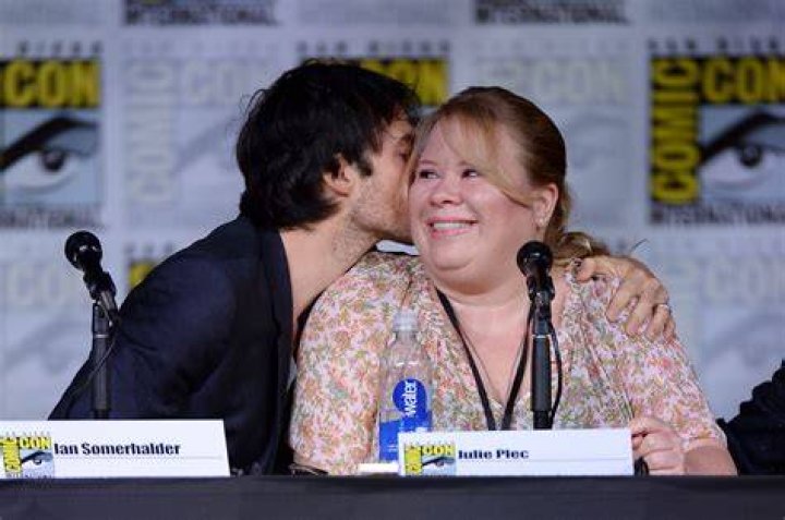 Ian Somerhalder, Julie Plec, and Joseph Morgan at a ‘The Vampire Diaries’ and ‘The Originals’ panel in 2015 | Earl Gibson III/WireImage