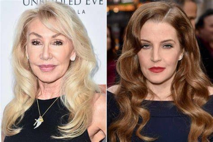 Linda Thompson and Lisa Marie Presley in side by side photographs. They remained friends for many years.