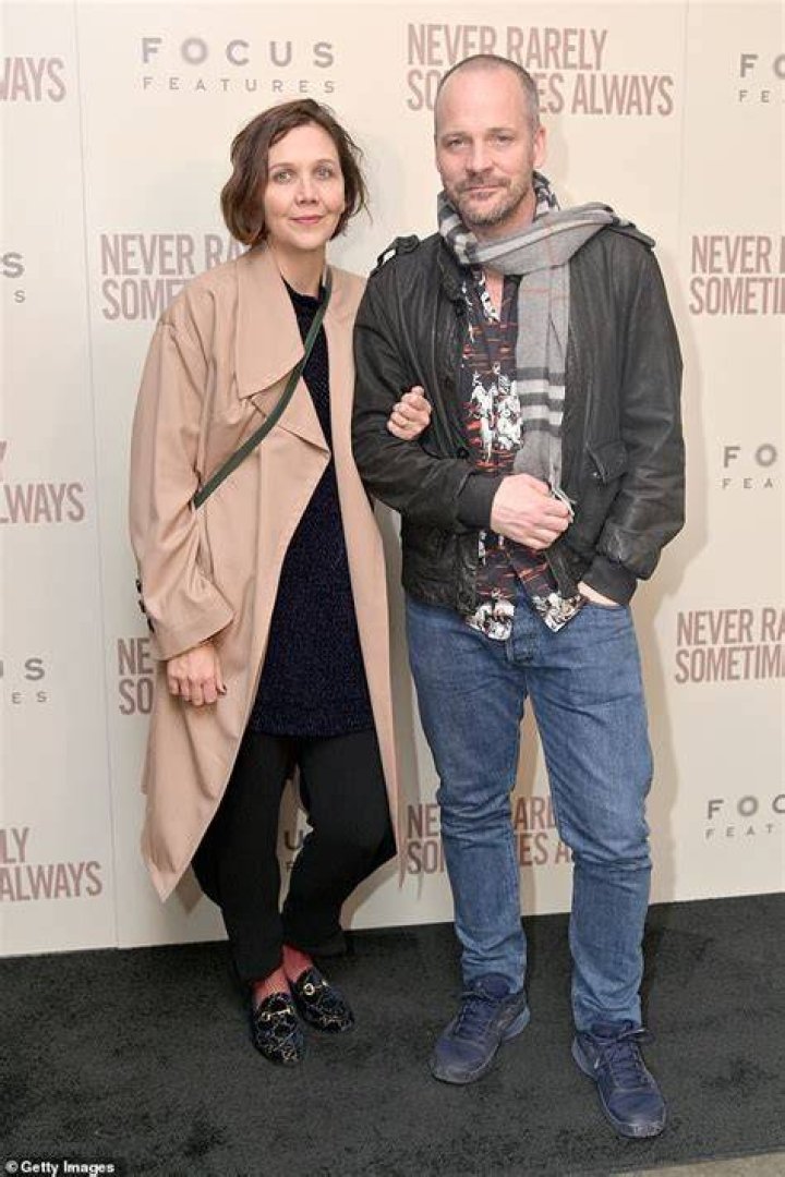 Longtime love: Maggie and Peter — who is set to star in her upcoming film The Lost Daughter — have been married since 2009 and share two daughters together; pictured March 2020