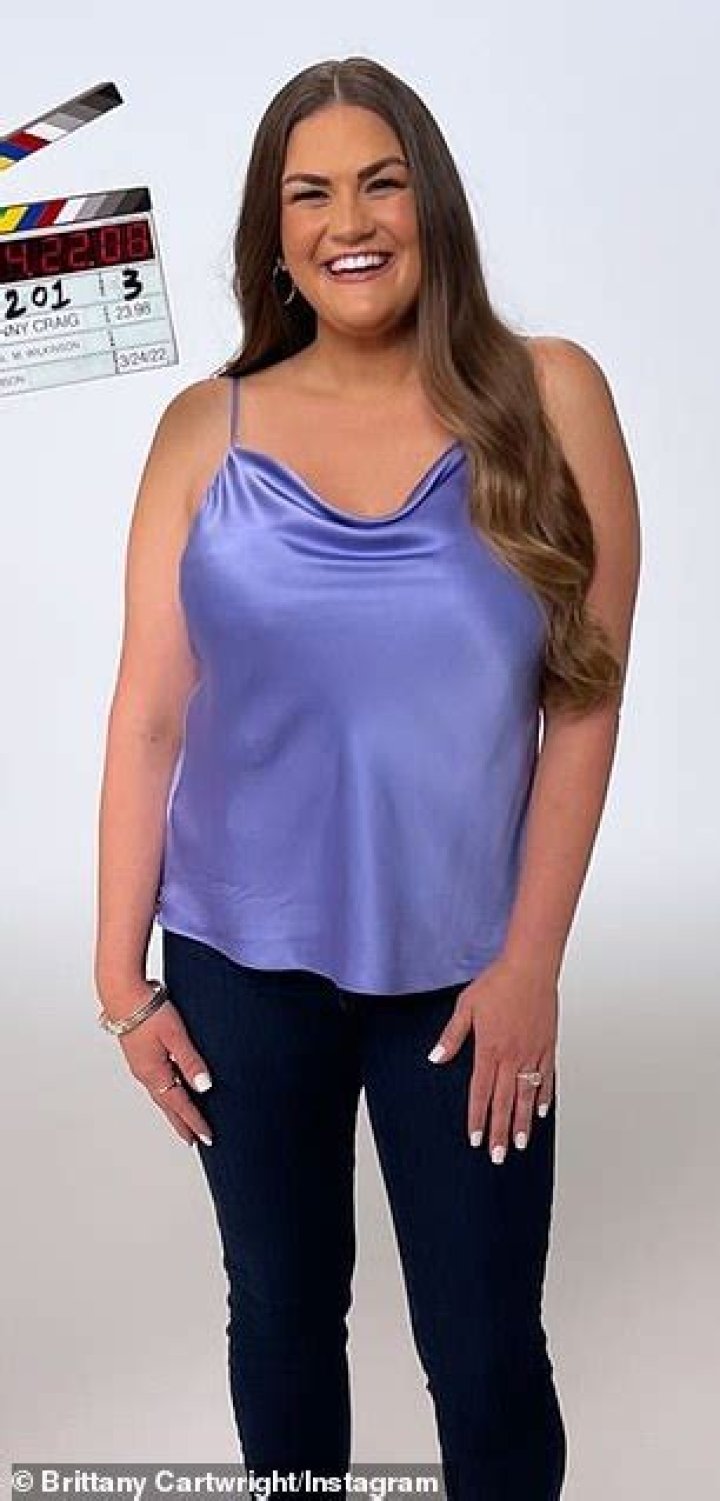 Looking good: Vanderpump Rules alum Brittany Cartwright was seen showing off her weight loss progress on Thursday, in a series of behind-the-scenes snaps for Jenny Craig (Pictured right in Sep 2021 in Miami Beach)