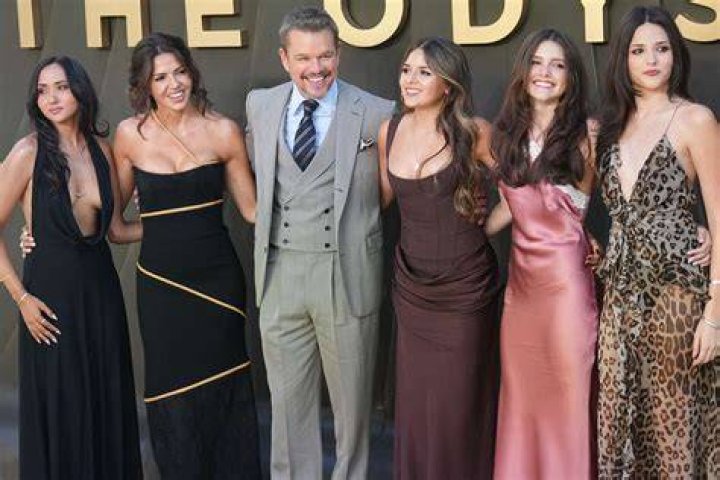 Matt Damon and family arrive for Amazon Studios' world premiere of "Air" at Regency Village Theatre on March 27, 2023 in Los Angeles, California. | Source: Getty Images