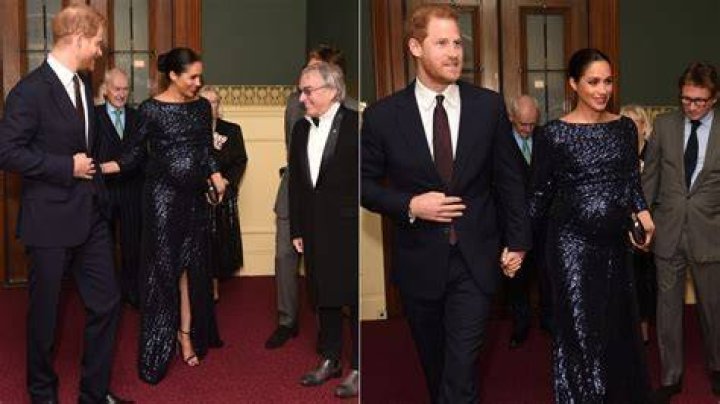 Meghan dazzled in a navy blue cape dress and matching heels as she joined Prince Harry at a concert to mark the Queen's 92nd birthday at the Royal Albert Hall