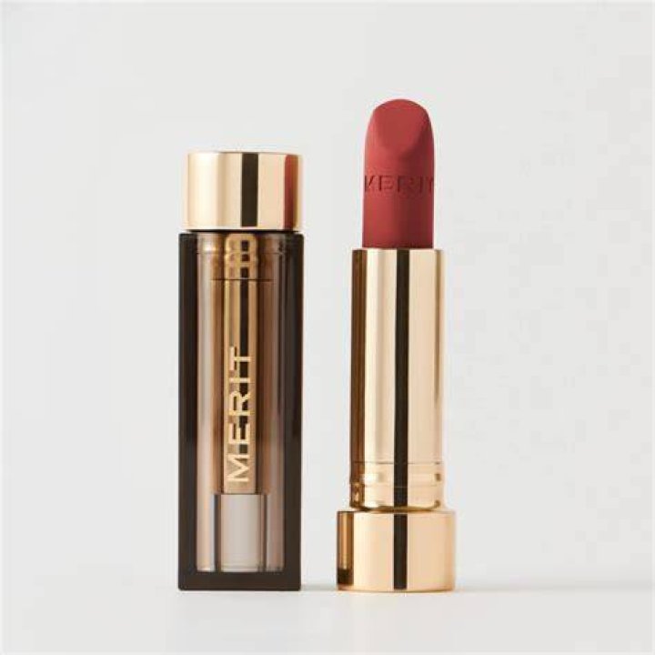 merit beauty lipstick on the author and on its own