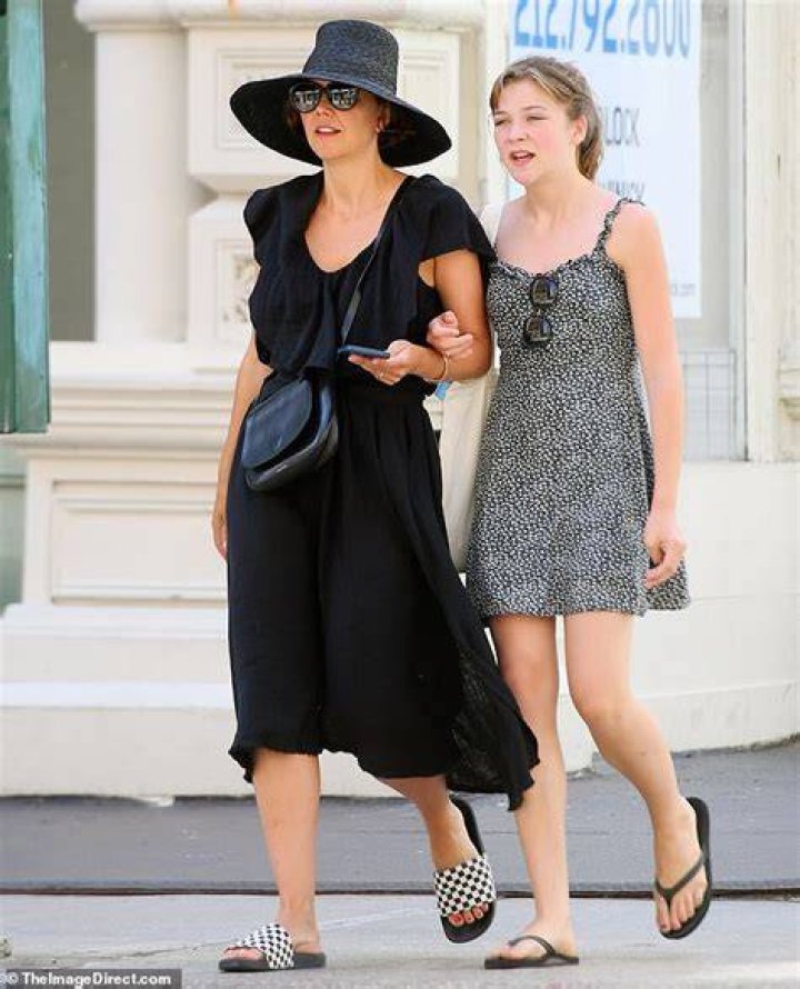 Mommy-daughter outing: Maggie Gyllenhaal, 43, looks a vision of summer as she grabs lunch with eldest daughter Ramona Sarsgaard, 14, at La Mercerie in NYC