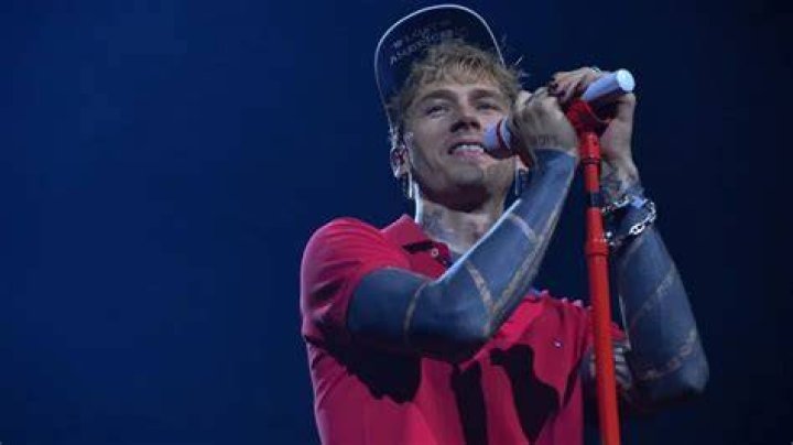 On stage: MGK is shown performing last month at the 2022 Billboard Music Awards in Las Vegas