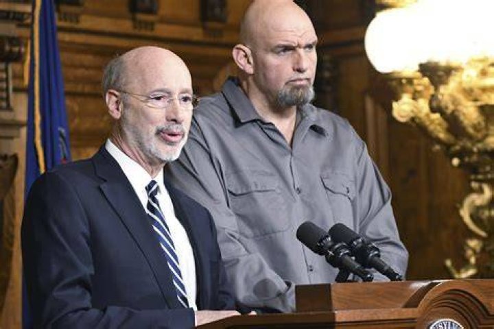 Pennsylvania Lieutenant Governor John Fetterman speaks during a news conference on Thursday, Feb. 7, 2019, in Pittsburgh.