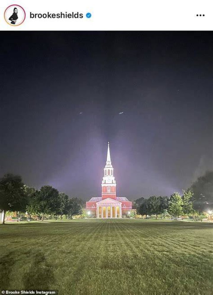 Picturesque: Shields also included another photo of the Wait Chapel lit up a night
