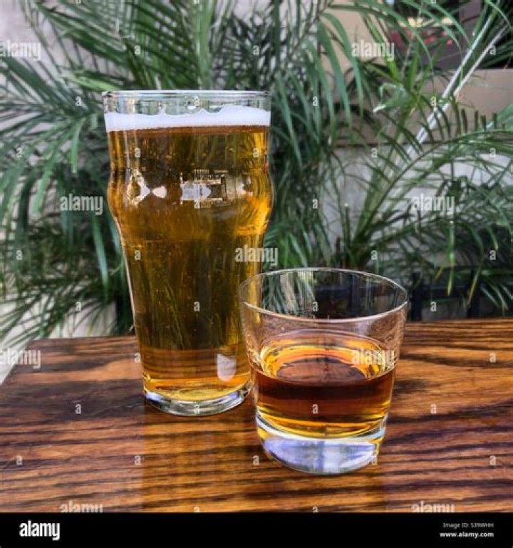 Pint of beer and whiskey shot