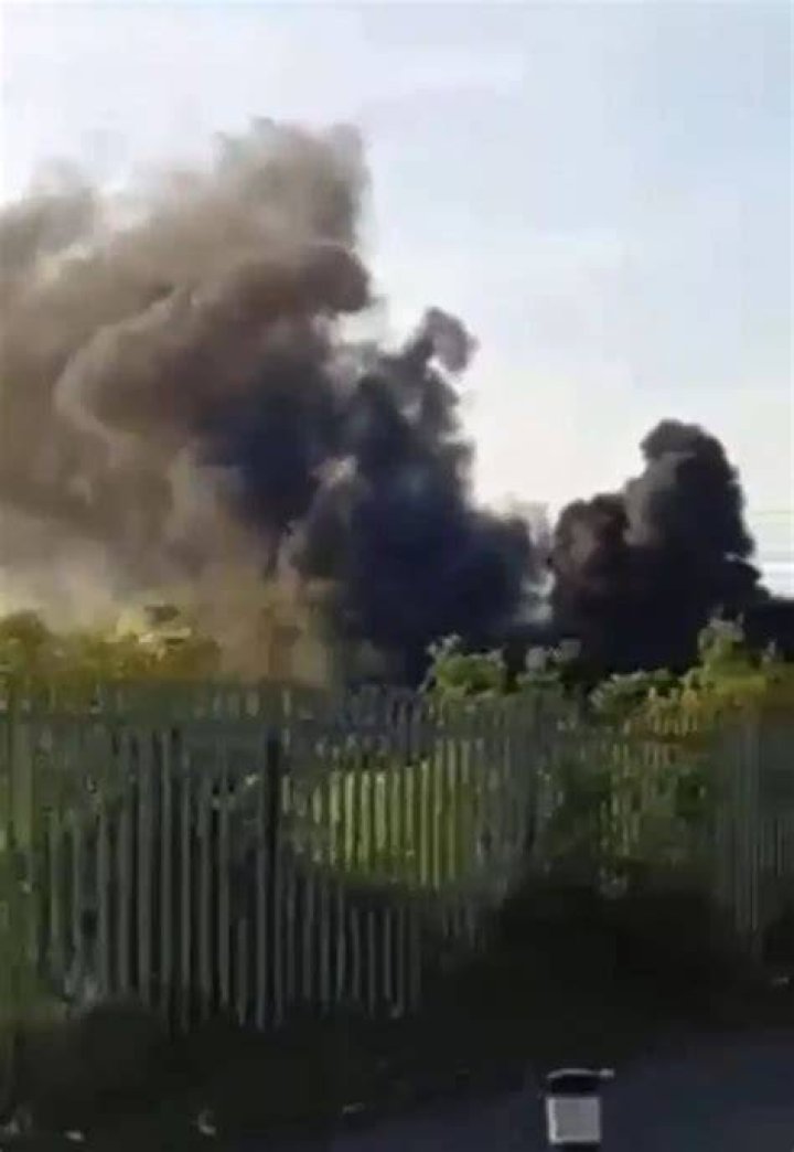 Plumes of smoke were coming from the building