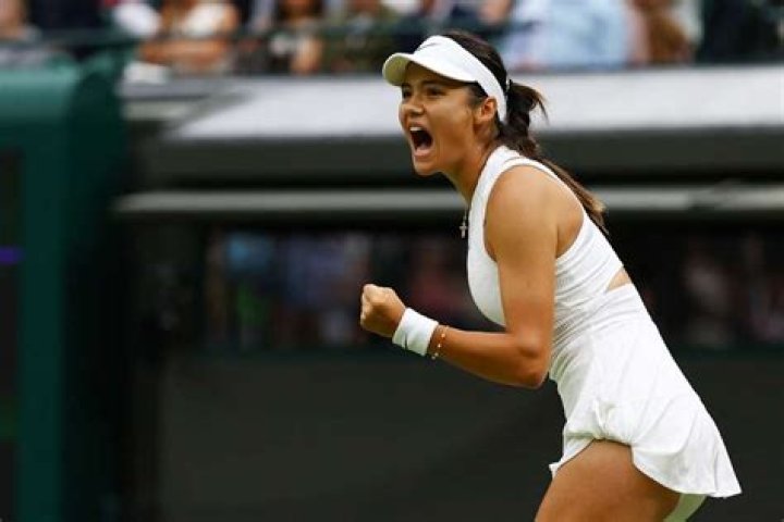 Raducanu celebrates during her third round match Wimbledon Tennis Championships at the weekend