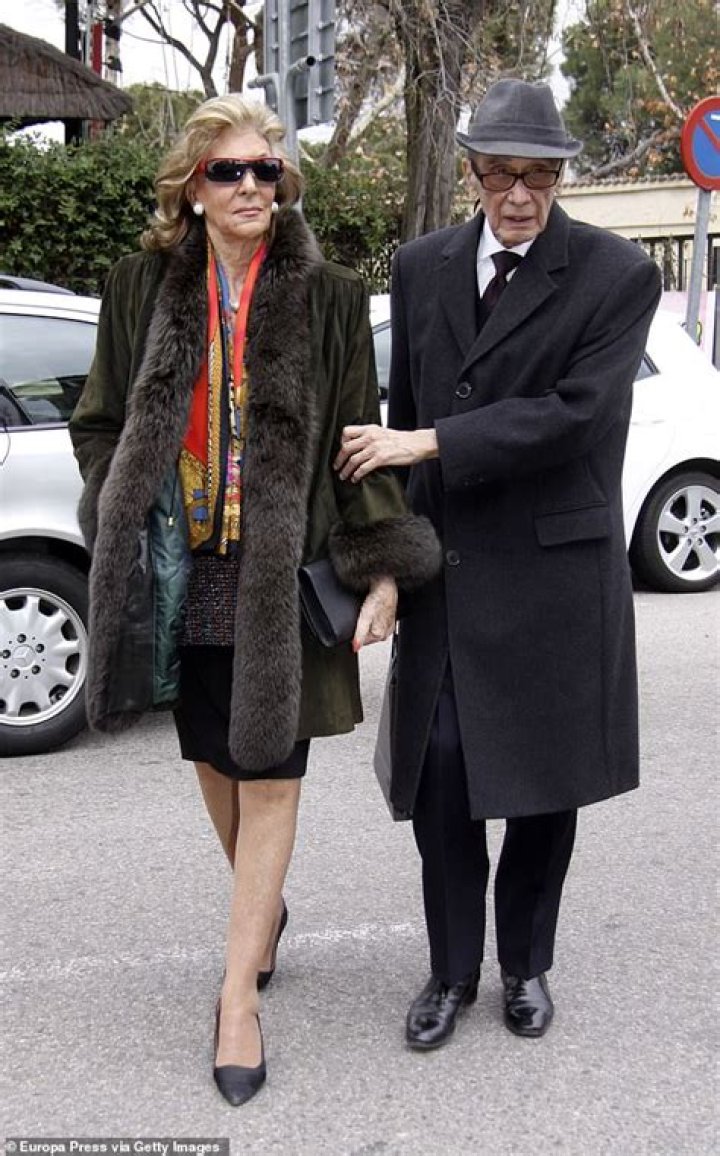Spanish socialites: Claudia's parents were José Manuel Stilianopoulos y Estela, known as Mike Stilianopoulos, a Philippine Ambassador to Britain in the late 1970s, and Spanish socialite Esperanza Ridruejo, known as Pitita. Pictured, the couple in Madrid in 2012