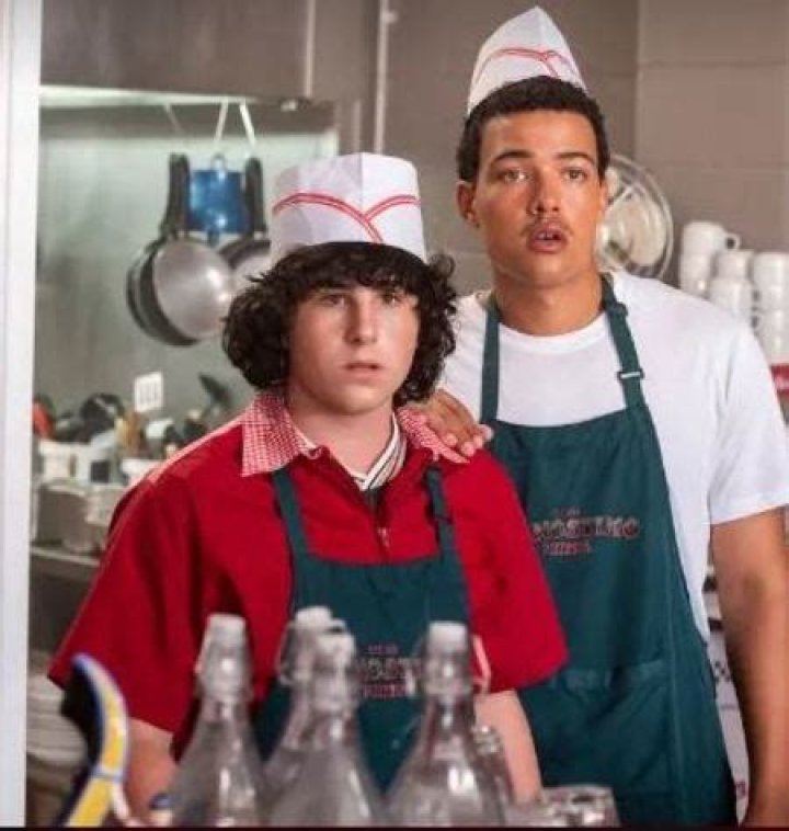 Taj Cross and Bradley Constant on the set of "Young Rock" on December 25, 2020 | Source: Getty Images