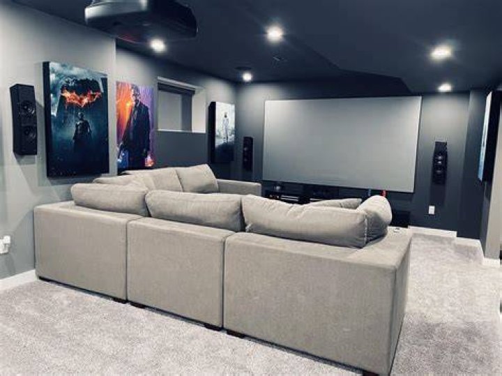 The home theater is pictured in this photo.