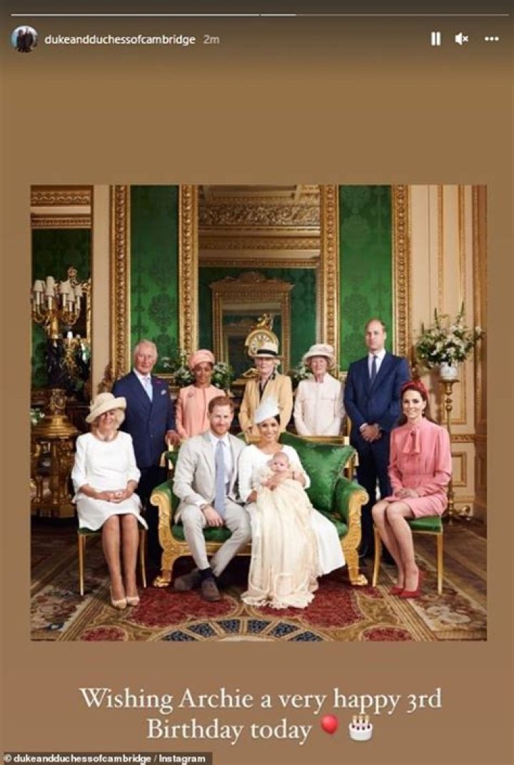 The royal households, including the Duke and Duchess of Cambridge, shared a birthday greeting to Archie using identical pictures to last year