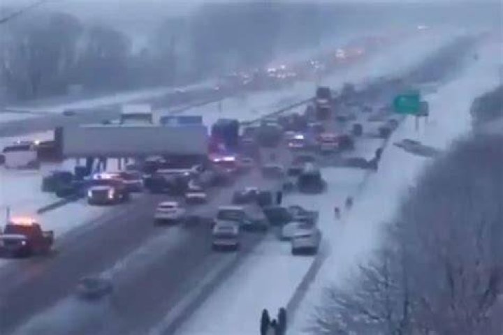 The snowy pile-up happened between Dumfries Road, which is nearly an hour to Washington, DC, and Carmel Church, only 8mi from the Capitol, after a six-vehicle crash in Stafford