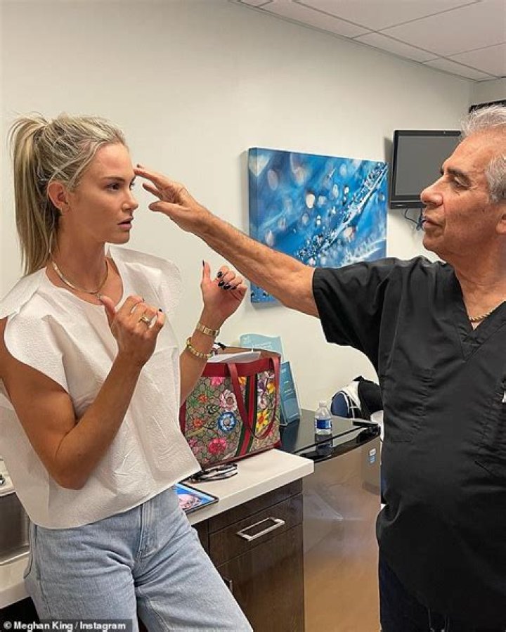 Touch up: She shared snaps of her doctor taking note of her face