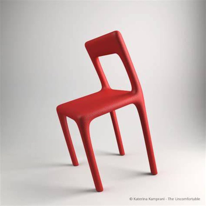 Uncomfortable: A chair on the balcony is small and 'unstable' when she sits on one