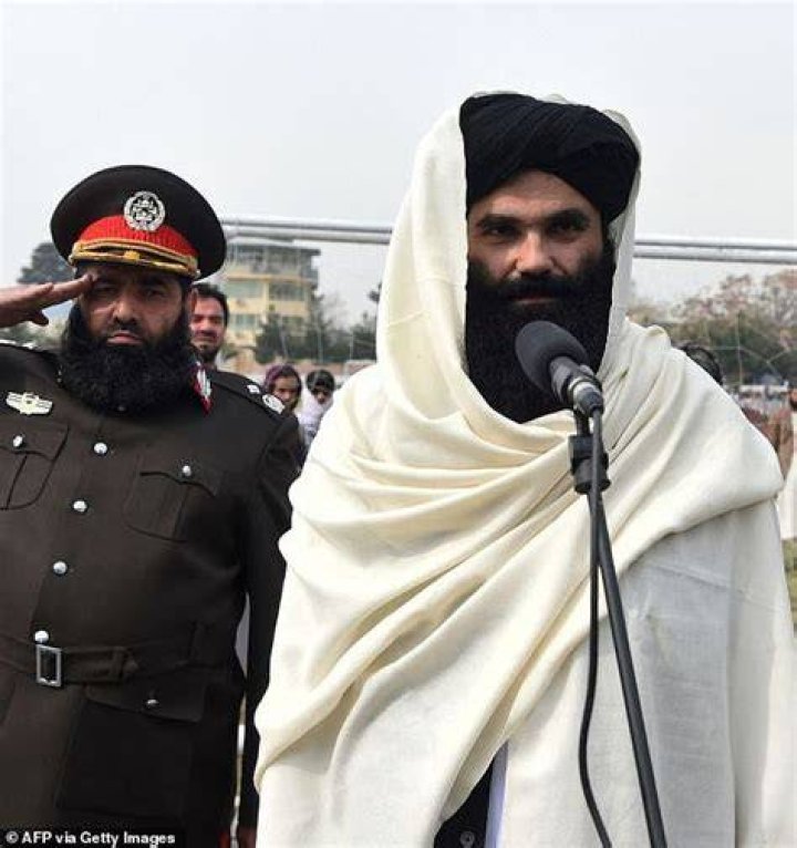 US intelligence officials tracked Zawahri to a home in downtown Kabul where he was hiding out with his family. The house was owned by a top aide to senior Taliban leader Sirajuddin Haqqani (pictured speaking during a police cadet graduation ceremony in March 2022)