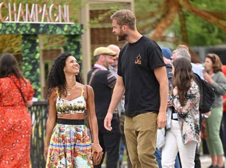 Whirlwind romance: Calvin Harris is engaged to Vick Hope after proposing to the Radio 1 DJ at his farm in Ibiza. The new couple made their first public appearance at Chelsea Flower Show on Monday (above)